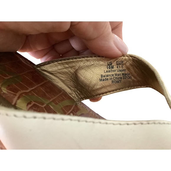 Sam Edelman “Romy” White Leather Thong Style Wedge Sandals 10M - Picture 8 of 9